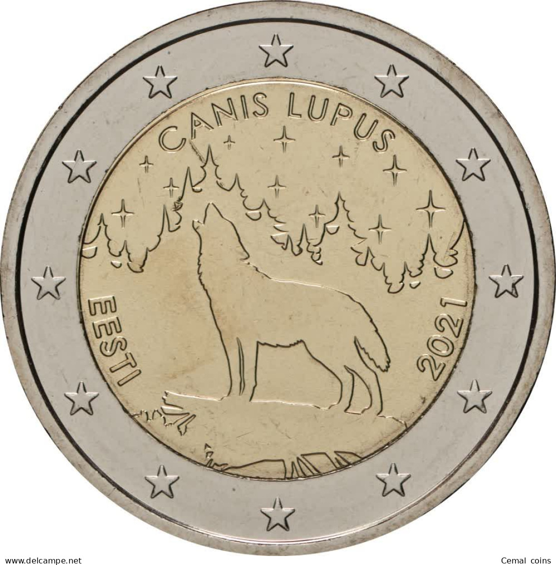 2 Euro 2021 The Wolf, Canis Lupus UNC - Estonie