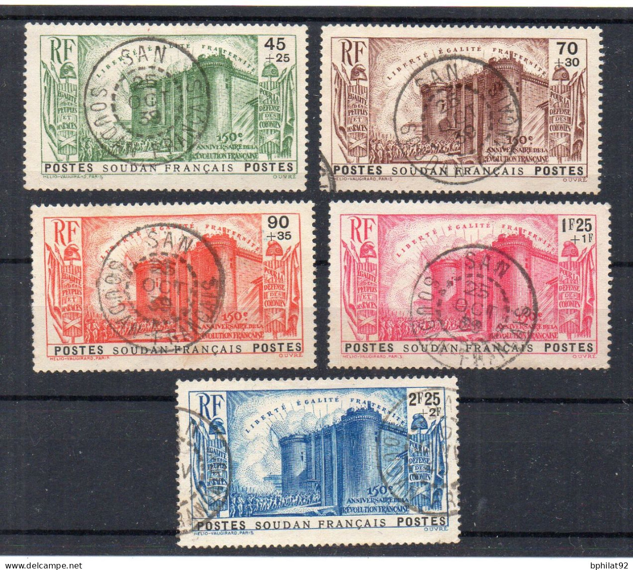 !!! SOUDAN, SERIE BASTILLE N°105/109 OBLITERATIONS SUPERBES - Used Stamps