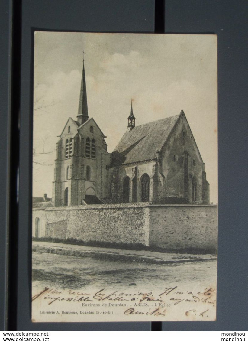 Cpa Environs De DOURDAN ABLIS L'Eglise. Carte Précurseur 1903 - Ablis