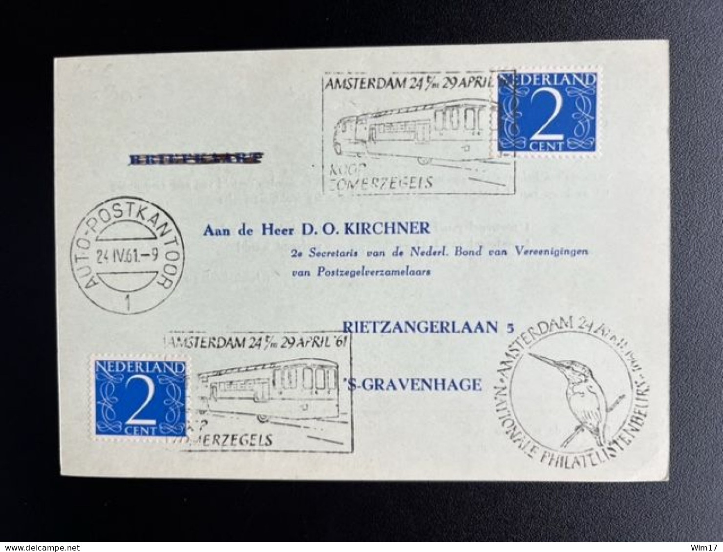 NETHERLANDS 1961 POSTCARD AMSTERDAM TO 'S GRAVENHAGE 24-04-1961 NEDERLAND AUTOPOSTKANTOOR - Storia Postale