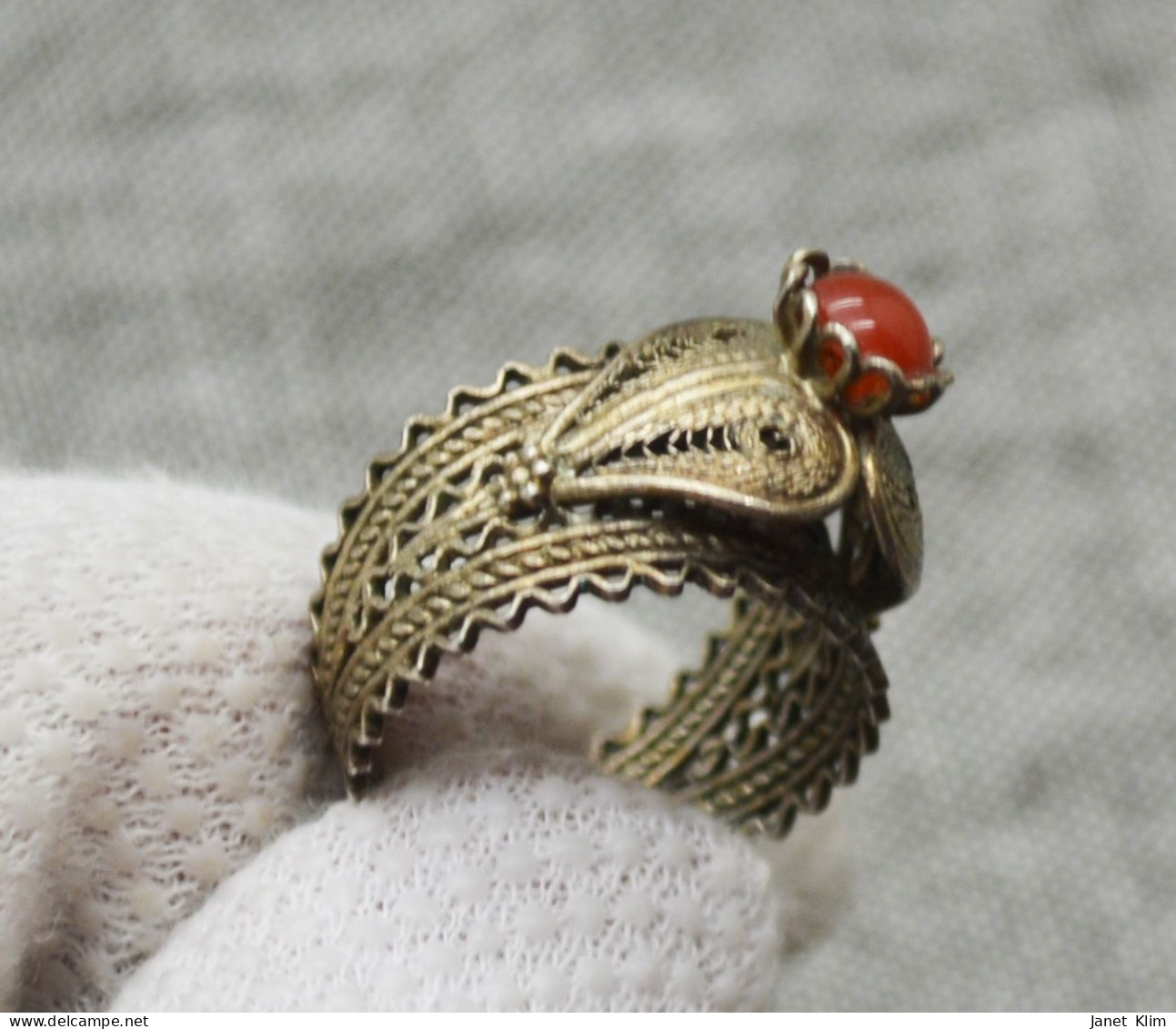 Antique Vintage Silver Ring With Stone 1920 - Anillos