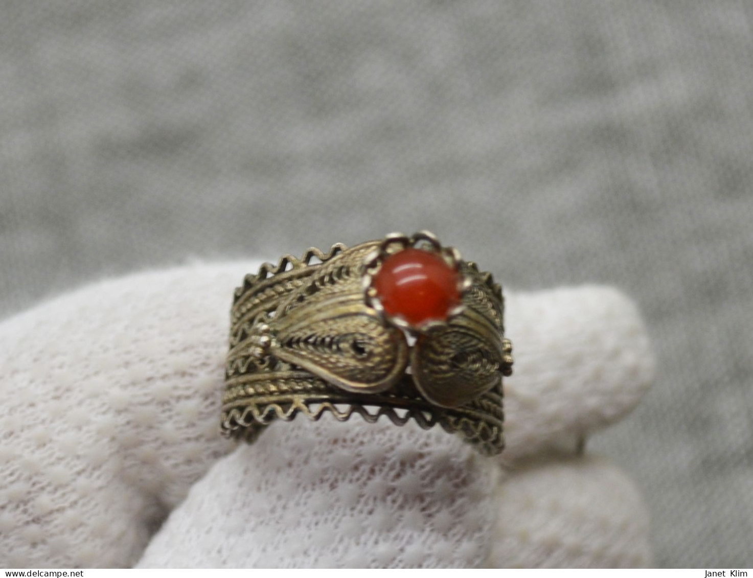 Antique Vintage Silver Ring With Stone 1920 - Ringe
