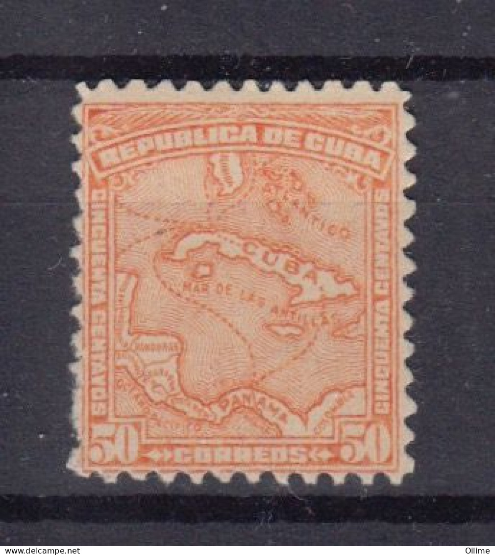CUBA 1934. MAPA DE CUBA. VALOR DE 50 C.  NUEVO SIN GOMA. EDIFIL 201. - Neufs