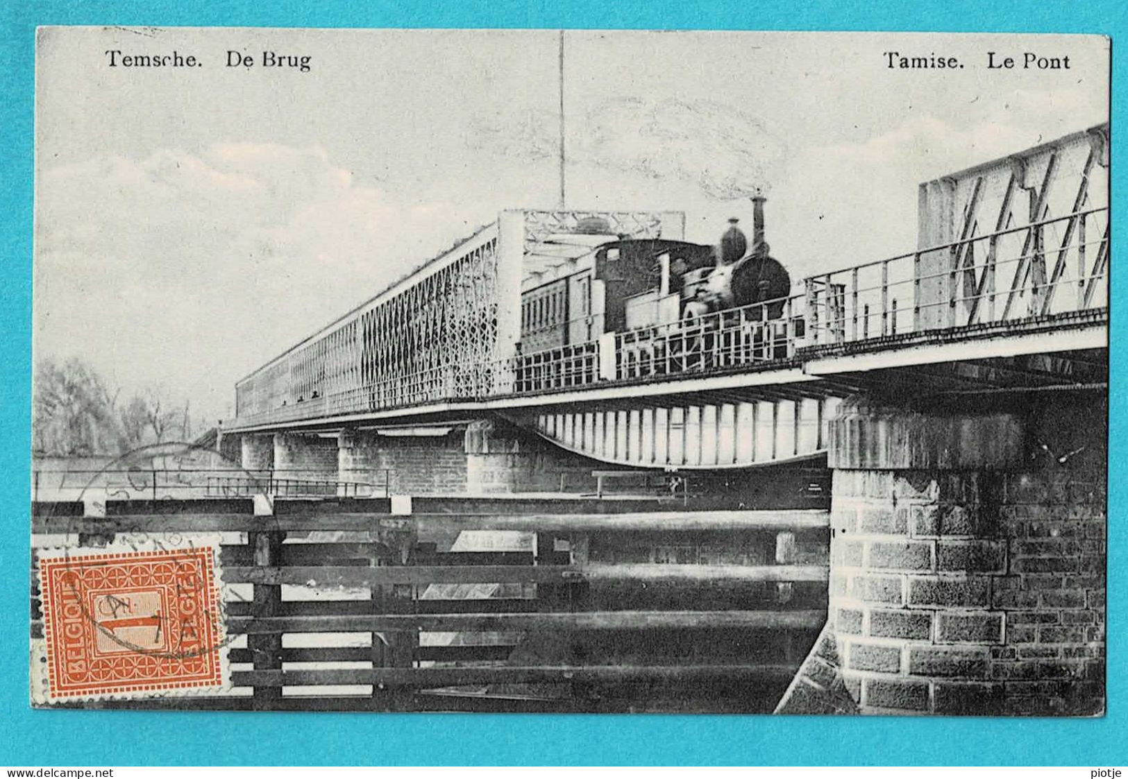 * Temse - Tamise (Oost Vlaanderen) * (EDL) De Brug, Pont, Bridge, Canal, Timbre, Train, Zug, Locomotive, TOP - Temse
