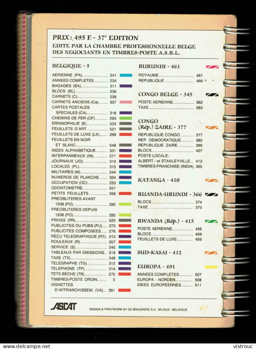 Catalogue C.O.B. De Timbres-postes Belges - Edition FR - 1992 - Table Des Matières En Scan 2. - Belgique