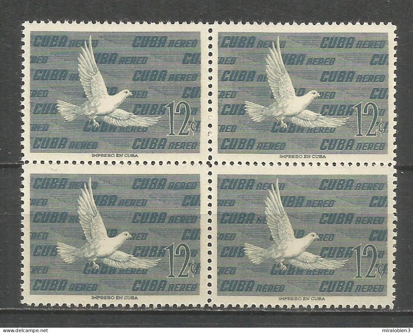 CUBA CORREO AEREO AVES YVERT NUM. 136 ** NUEVOS EN BLOQUE DE 4 SIN FIJASELLOS - Luftpost