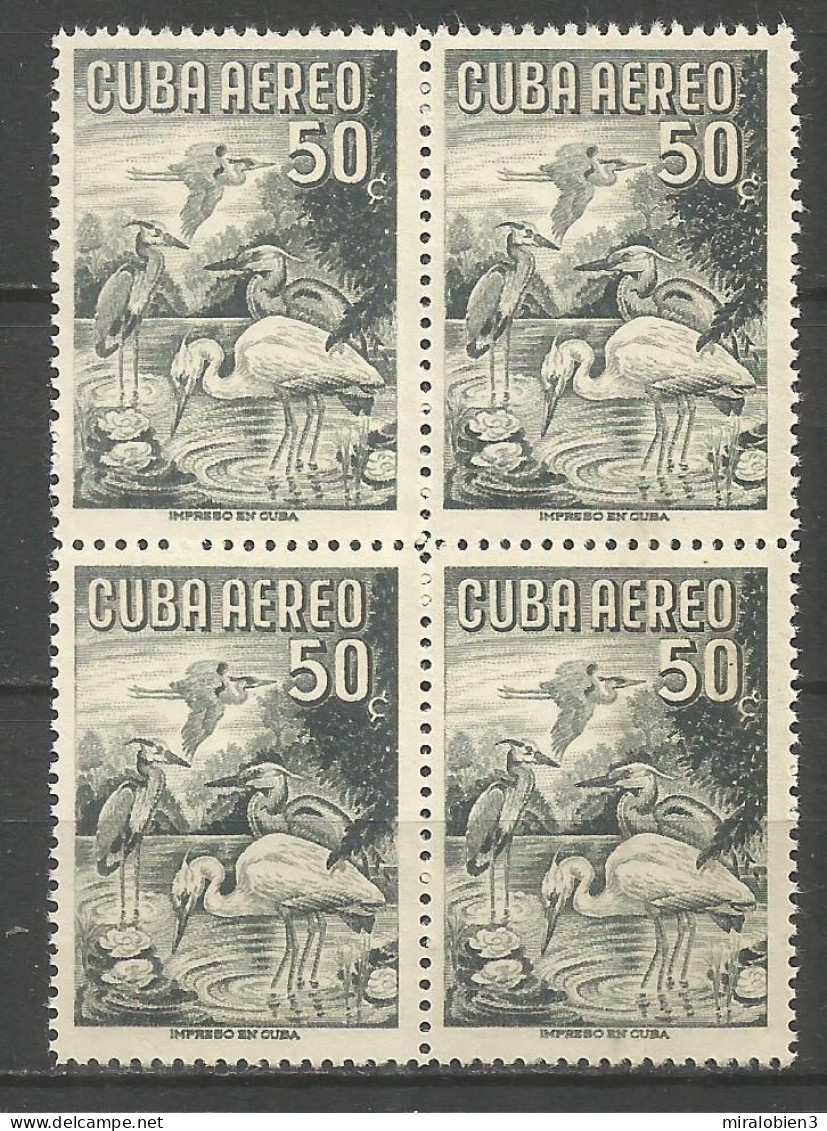 CUBA CORREO AEREO AVES YVERT NUM. 142 ** NUEVOS EN BLOQUE DE 4 SIN FIJASELLOS - Aéreo