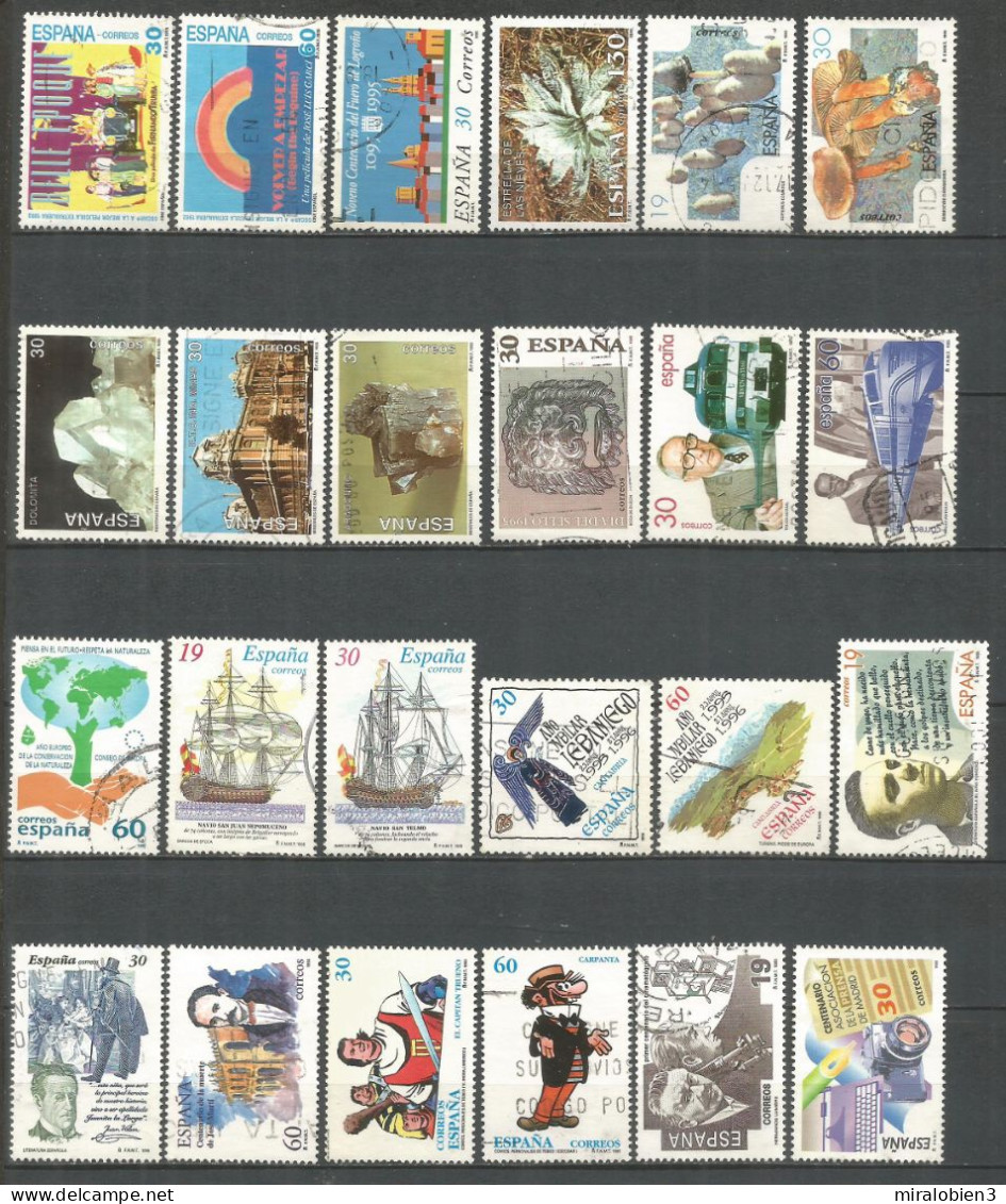 ESPAÑA CONJUNTO DE SELLOS USADOS DEL AÑO 1995 EN TRES ESCANERS - Used Stamps