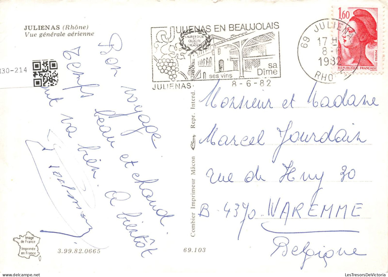 FRANCE - Julienas - Vue Générale Aérienne - Colorisé - Carte Postale - Julienas