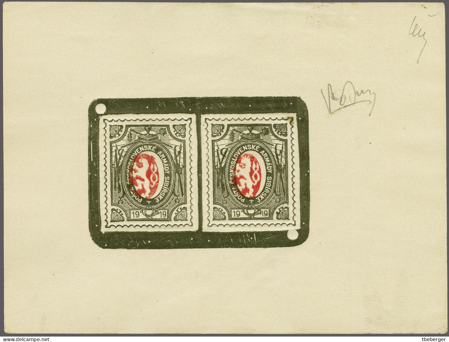 Czech Legion In Siberia 1919 Lion Issue, Two Embossed Colour Proofs In Sheetlet (3206, T32) - Legioni Cecoslovacche In Siberia