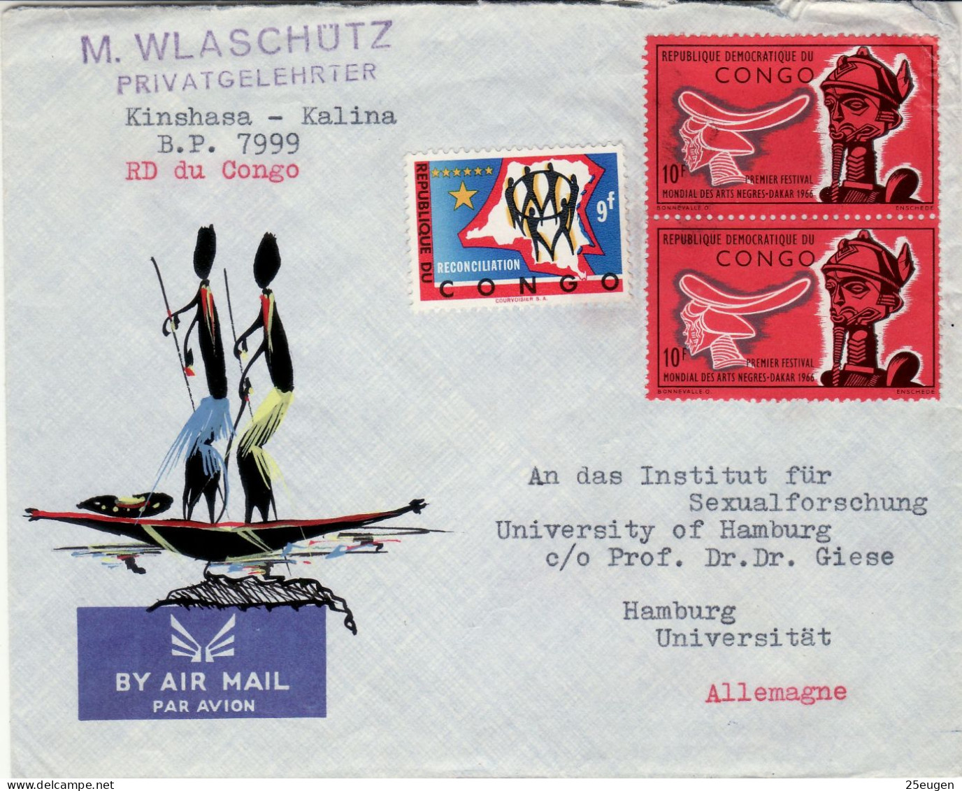 CONGO 1966 LETTER SENT TO HAMBURG - Storia Postale