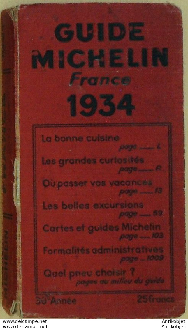 Guide Rouge MICHELIN 1934 30ème édition France - Michelin (guides)