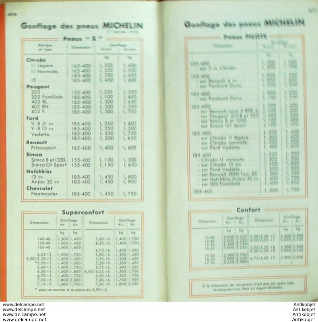 Guide Rouge Michelin 1952 45ème édition France - Michelin-Führer