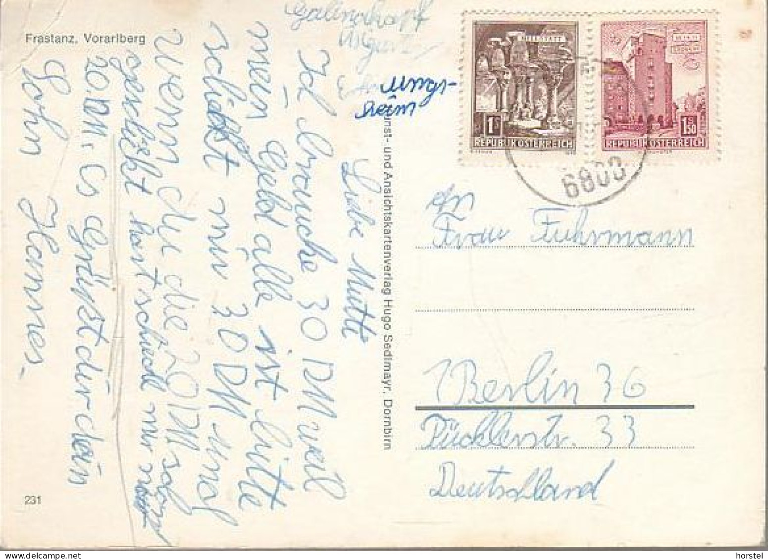 Austria - 6820 Frastanz - Alte Ortsansicht - 2x Nice Stamps - Feldkirch