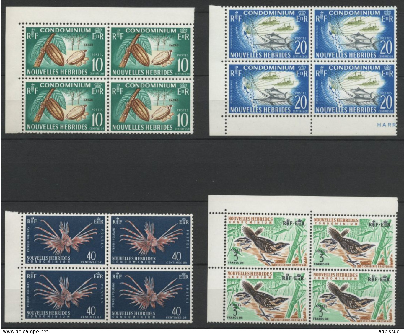 N° 215 à 218 ( X4) Neufs ** (MNH) Cote 148 €  Séries Faune Et Flore En Bloc De Quatre TB - Unused Stamps