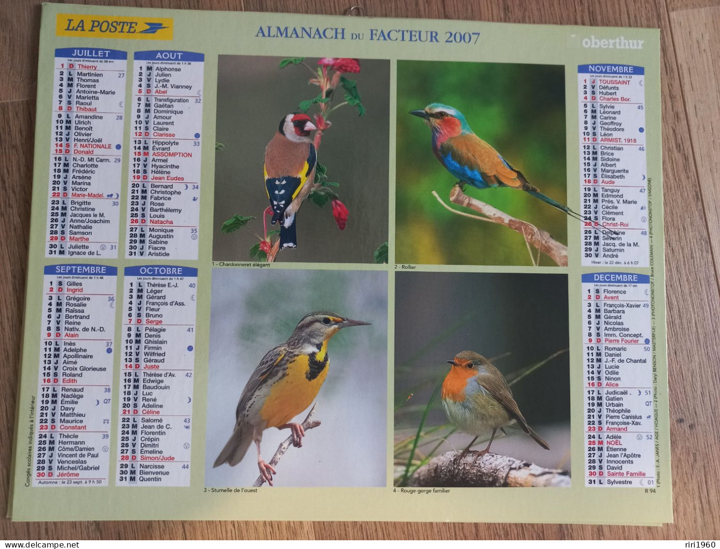 Almanach du facteur. Oiseaux.23 Almanachs.