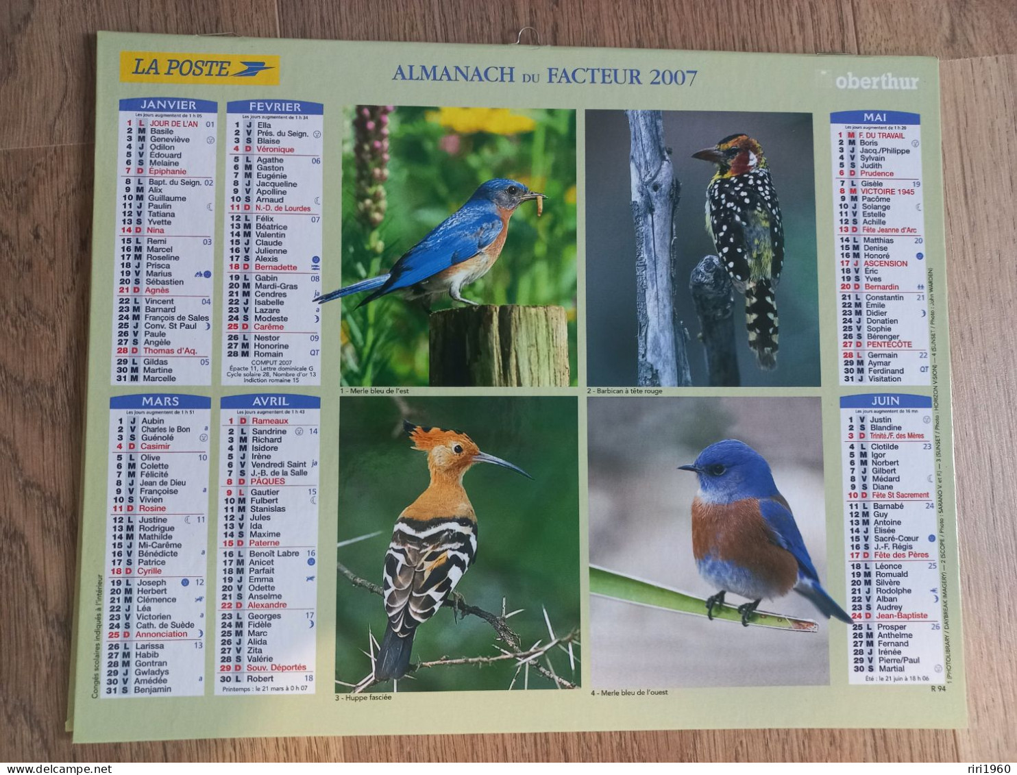 Almanach du facteur. Oiseaux.23 Almanachs.