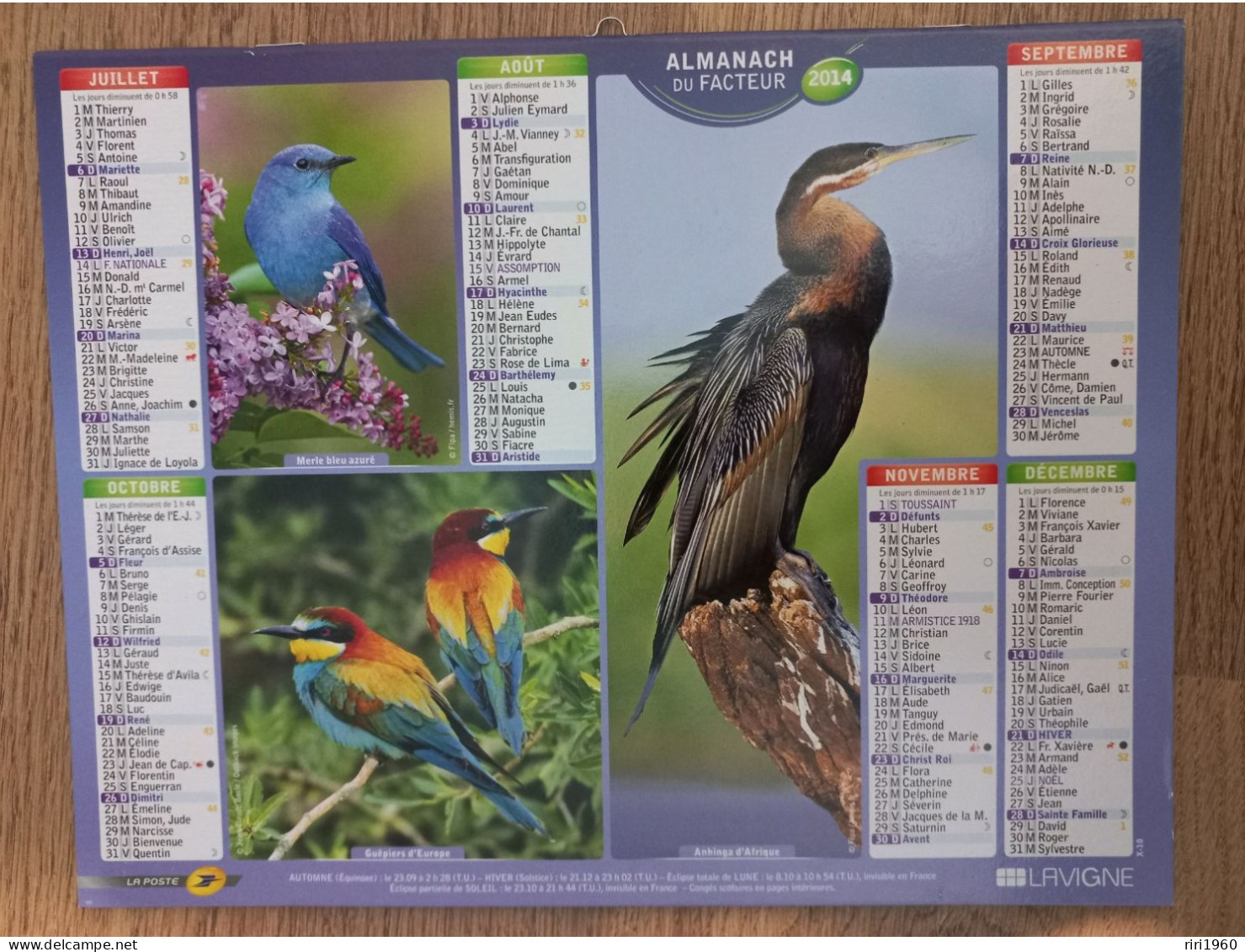 Almanach du facteur. Oiseaux.23 Almanachs.