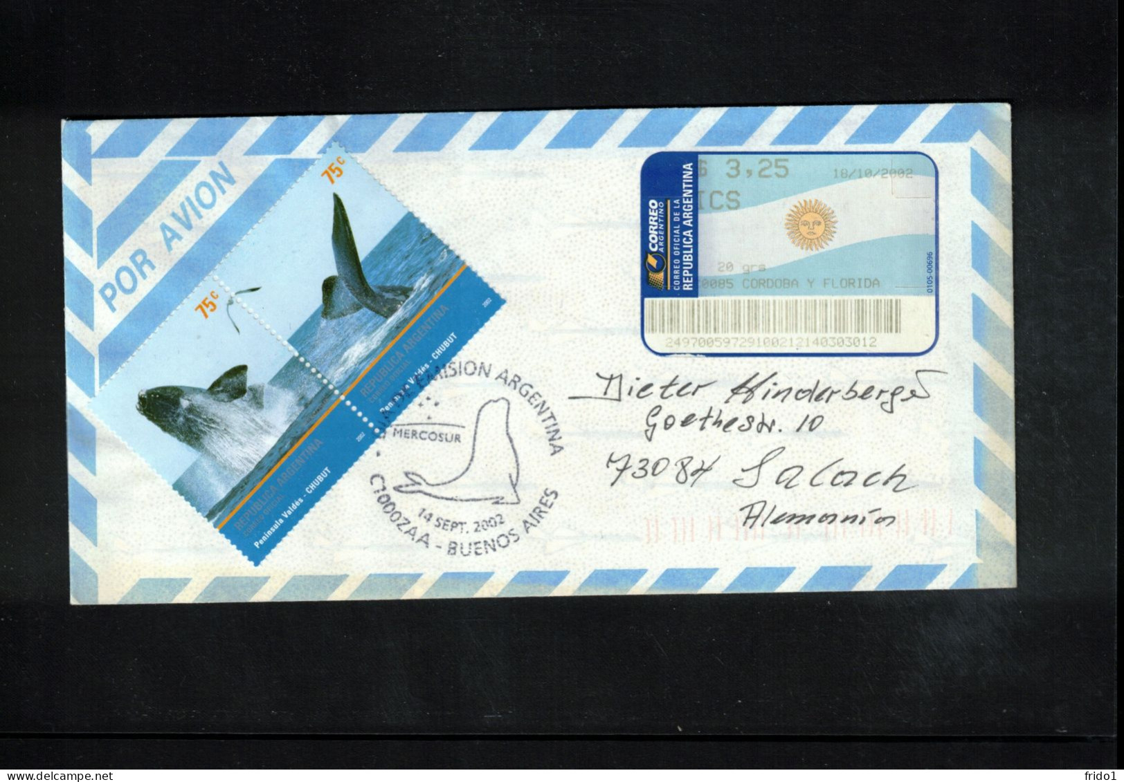 Argentina 2002 Whales Interesting Cover - Lettres & Documents