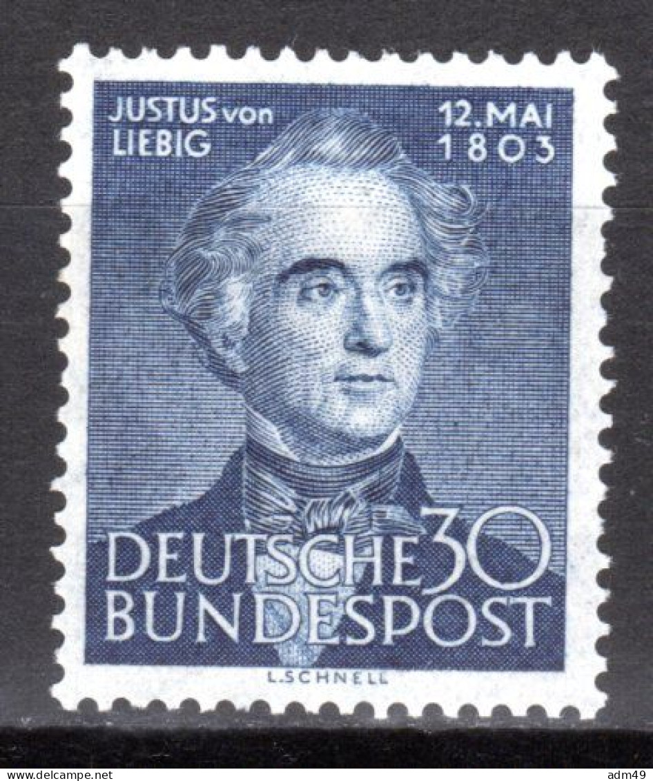 DEUTSCHLAND BRD, 1953 150. Geburtstag Von Justus Von Liebig, Postfrisch ** - Ungebraucht