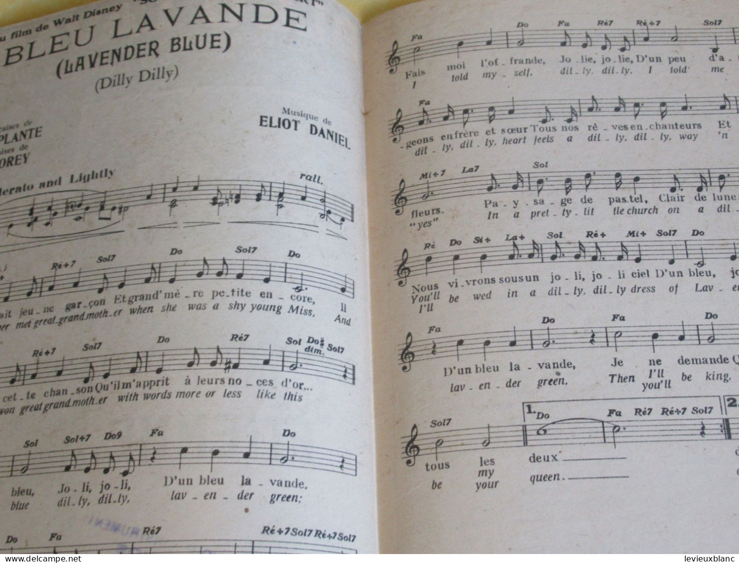 Partition Ancienne/"Bleu Lavande " /Line RENAUD /Jacques Plante/Eliot Daniel/Santly-Joy /Vers 1948    PART356 - Sonstige & Ohne Zuordnung