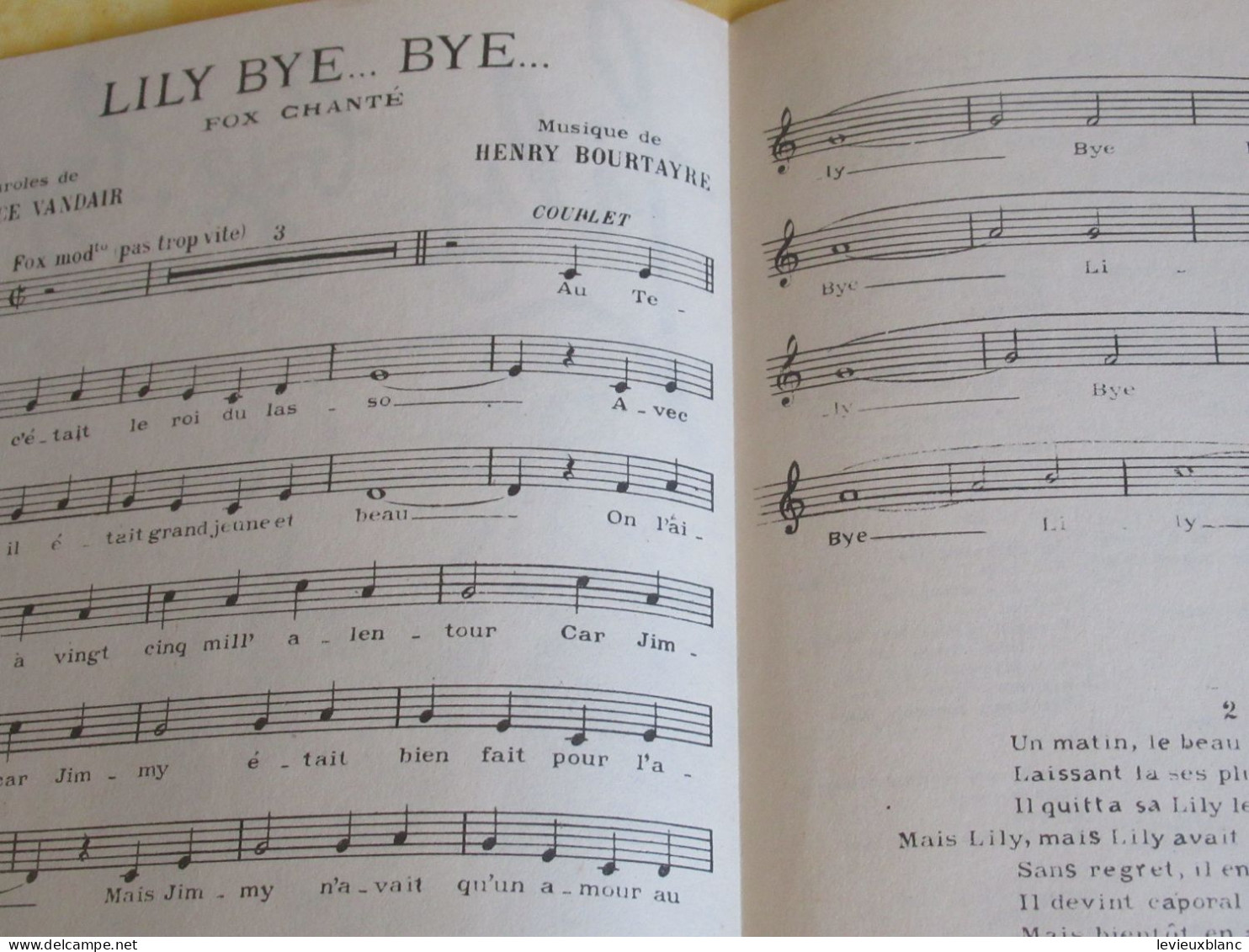 Partition Ancienne/"Lily Bye ... Bye ! .." /GUY BERRY /Maurice VANDAIR/Henri BOURTAYRE/Beuscher /1945    PART357 - Autres & Non Classés