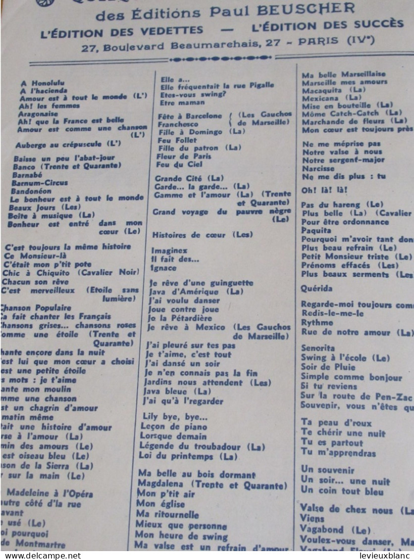 Partition Ancienne/"Lily Bye ... Bye ! .." /GUY BERRY /Maurice VANDAIR/Henri BOURTAYRE/Beuscher /1945    PART357 - Sonstige & Ohne Zuordnung