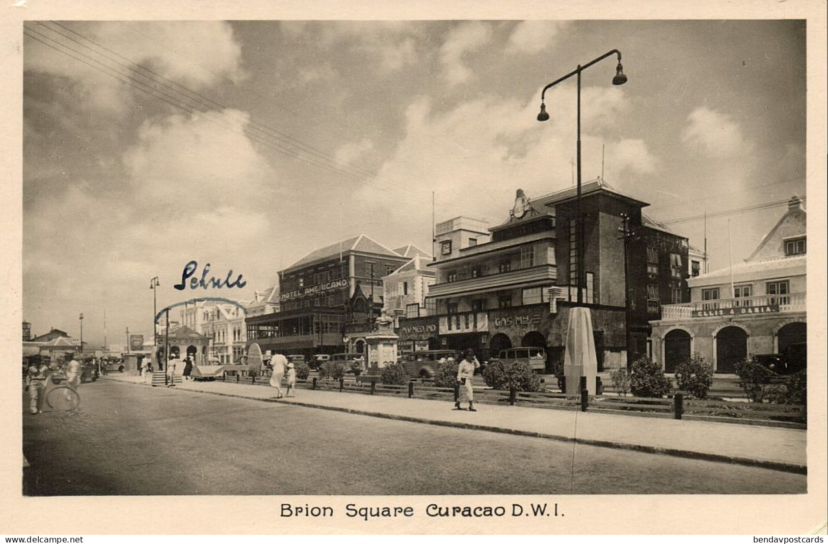 Curacao, N.W.I., WILLEMSTAD, Brion Square (1937) Spritzer RPPC Postcard - Curaçao