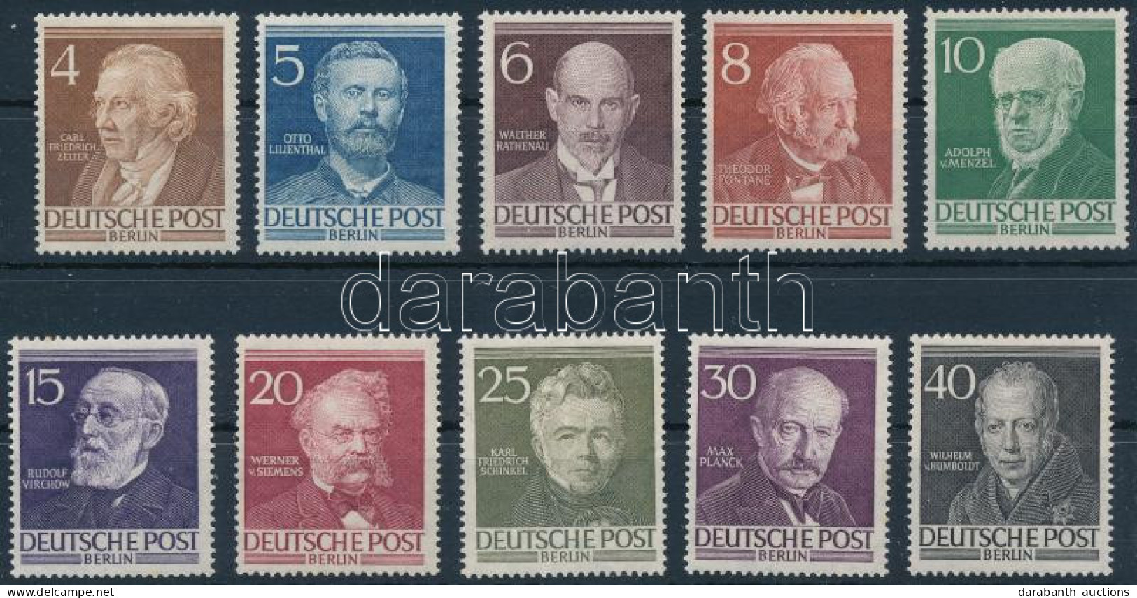 ** Berlin 1952 Híres Személyek Mi 91-100 (Mi EUR 130.-) - Otros & Sin Clasificación