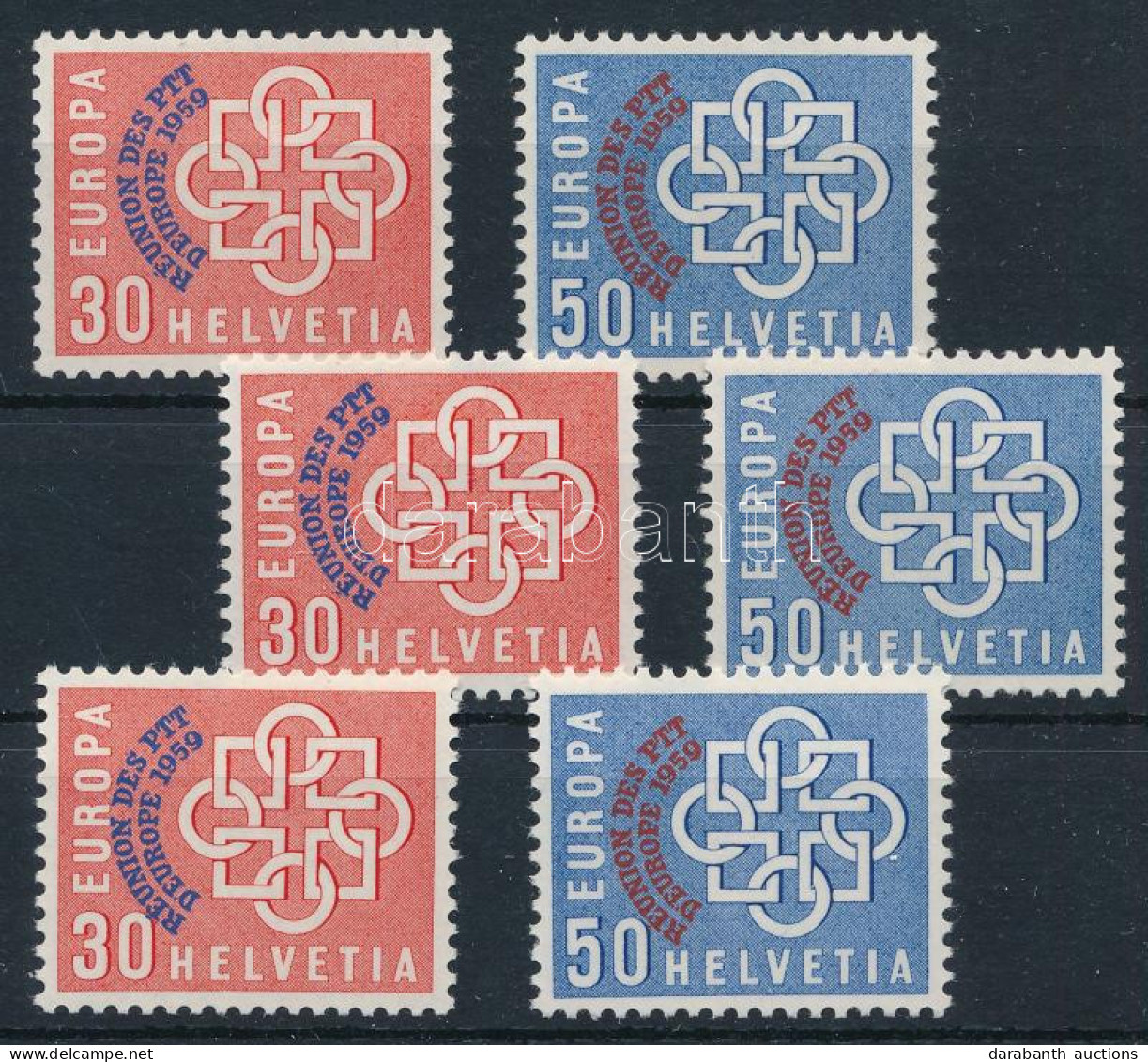 ** Svájc 1959 3 Db Sor Mi 681-682 (Mi EUR 120,-) - Other & Unclassified