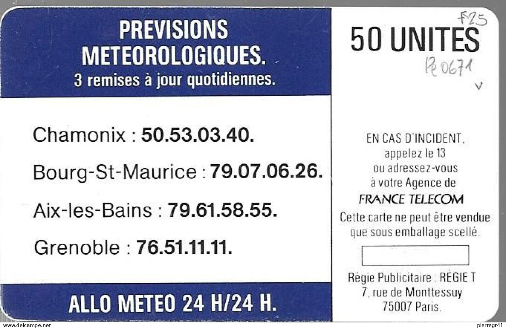 CARTE-PUBLIC-1988-F 25-SO2-50U- N°Série Pe 0568-ALLO LE CIEL-UTILISEE-TBE - 1988