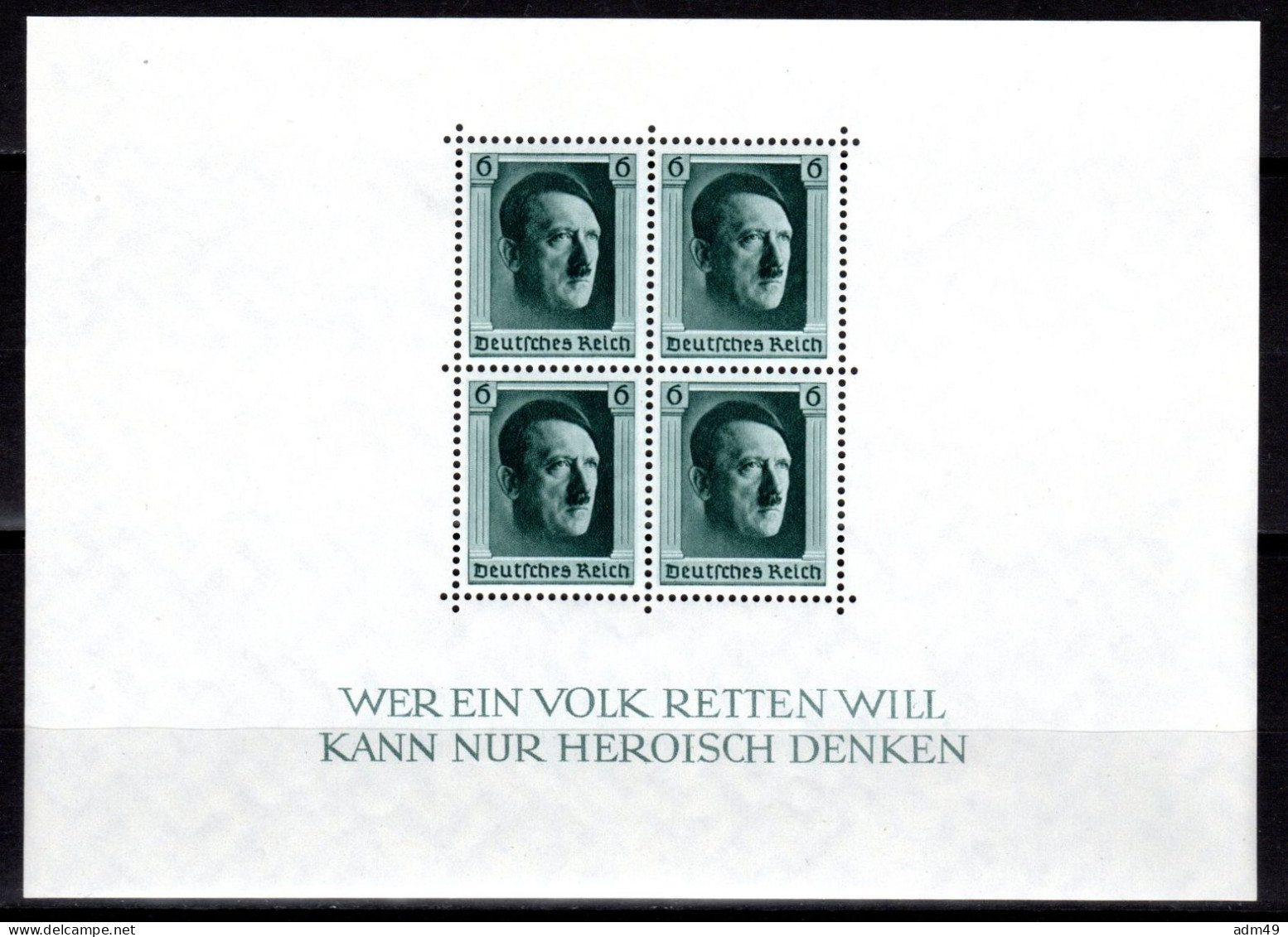 DEUTSCHES REICH, 1937 Block 48. Geburtstag Von Adolf Hitler, Postfrisch ** - Blocchi