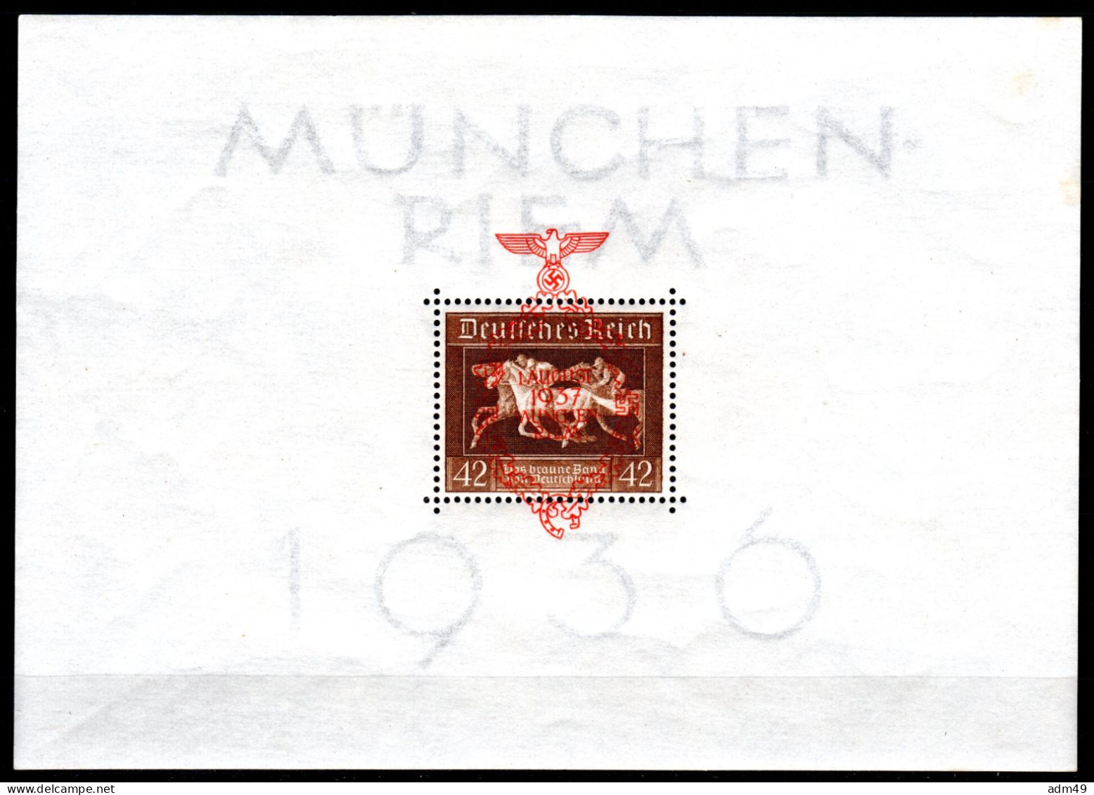 DEUTSCHES REICH, 1937 Galopprennen "Das Braune Band", Block Postfrisch ** - Blocks & Sheetlets