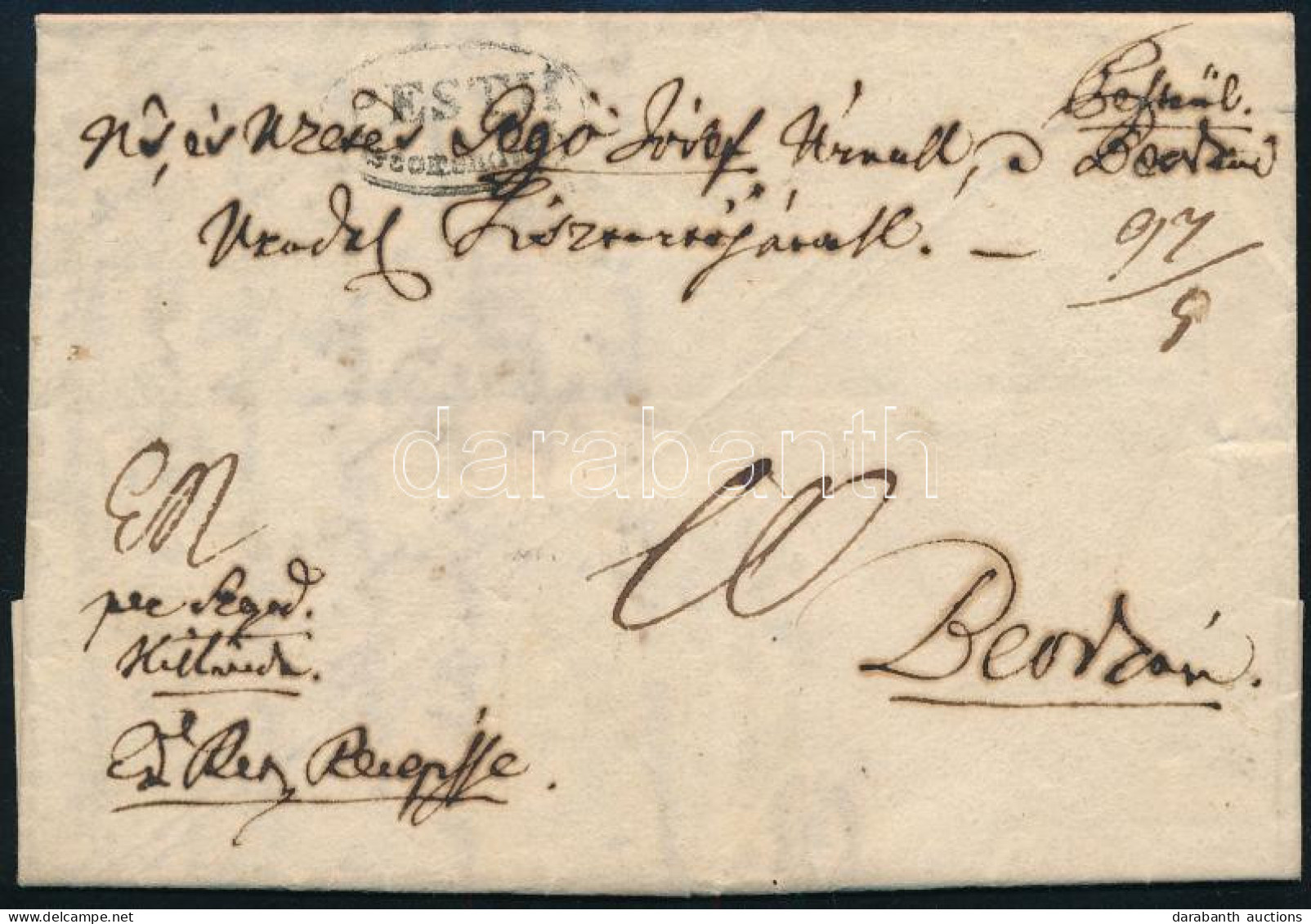 1836 Portós Levél / Unpaid Cover "PESTH / Recomandirt" - Sonstige & Ohne Zuordnung