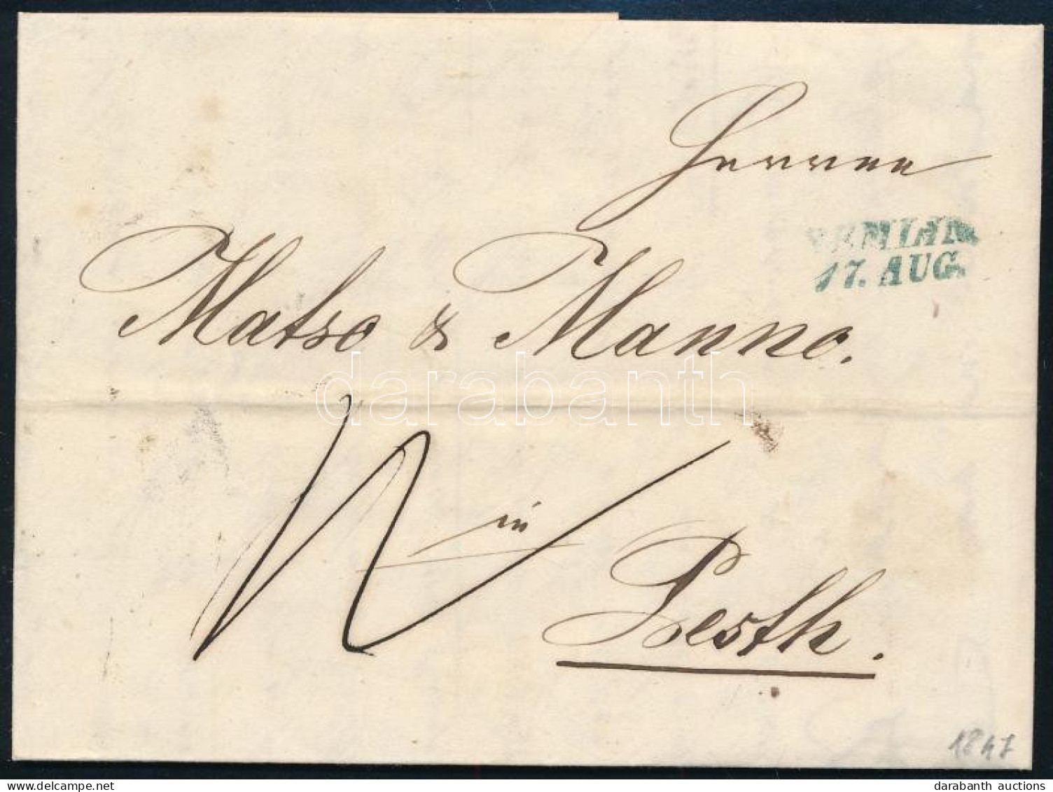 1847 Levél 12kr Portóval, Kék "SEMLIN" - Pesth - Other & Unclassified