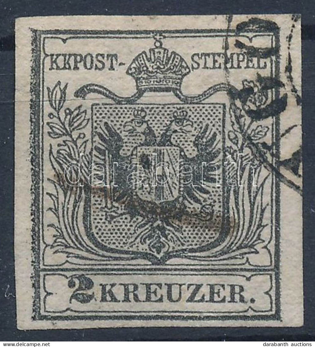 O 1850 2kr HP Ia ívszéli Bélyeg, Szürkésfekete / Type HP Ia, Greyish Black, With Margin "(L)UGO(S)" Certificate: Ferchen - Sonstige & Ohne Zuordnung