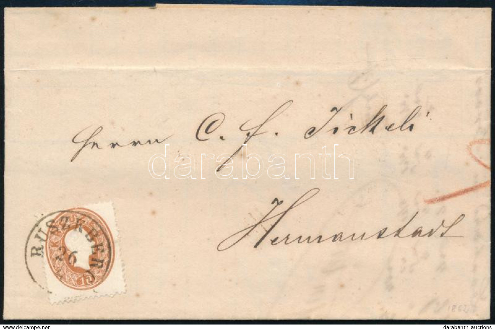 1862 Számlalevél 10kr Bérmentesítéssel "RUSZKBERG" - "HERMANNSTADT" Tartalommal (9.000) - Sonstige & Ohne Zuordnung