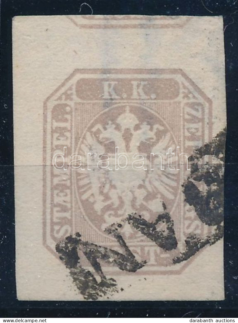 O 1863 Hírlapbélyeg Szürkéslila, R Vízjellel, Nagy ívszélekkel, A Felső Bélyeg Alsó Részével / Newspaper Stamp Greyish L - Sonstige & Ohne Zuordnung