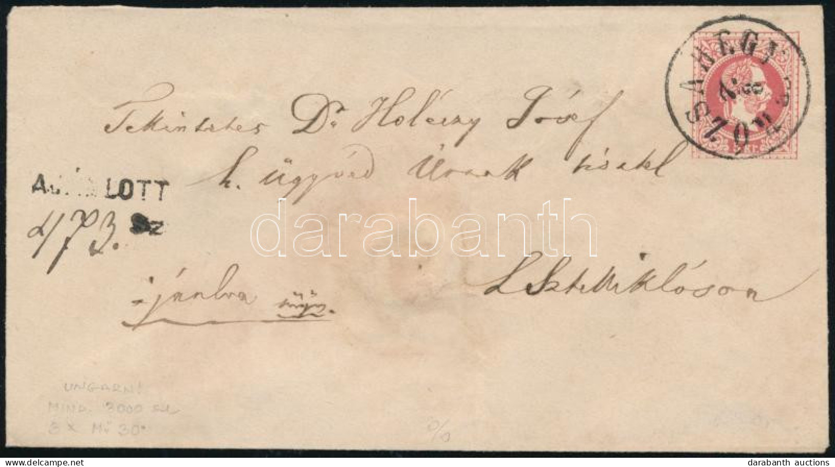 1869 5kr Díjjegyes Boríték 2 X 5kr Díjkiegészítéssel Ajánlott Küldeményként Feladva / Registered PS-cover With 2 X 5kr A - Sonstige & Ohne Zuordnung