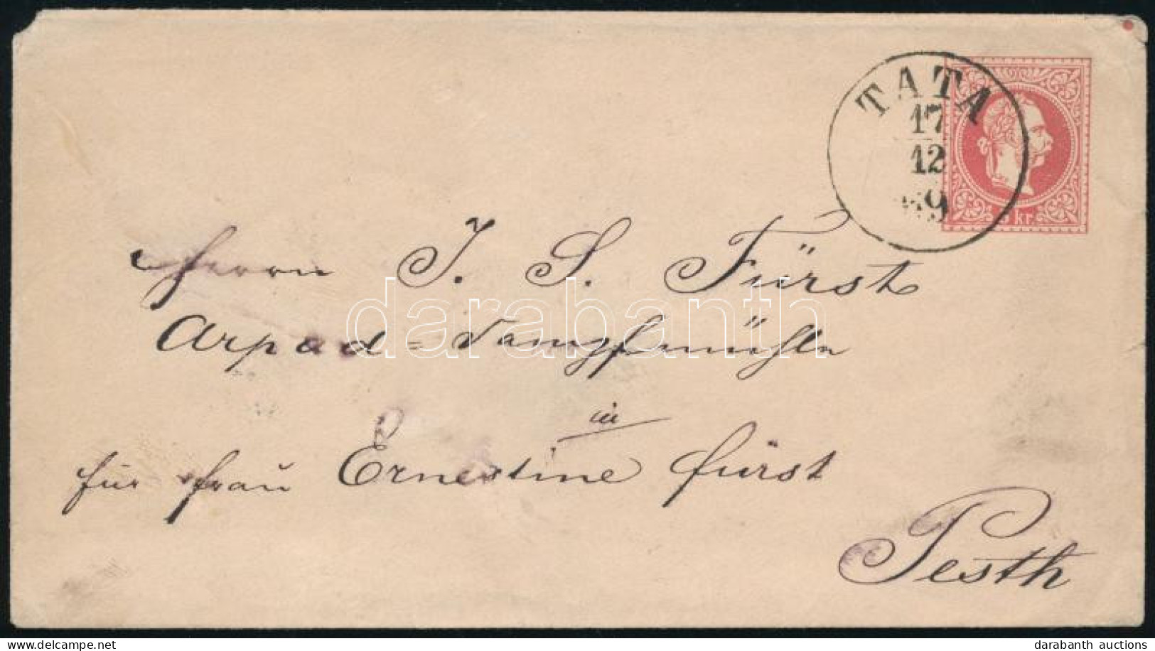 1869 5kr Díjjegyes Boríték / PS-cover "TATA" - Pesth - Other & Unclassified