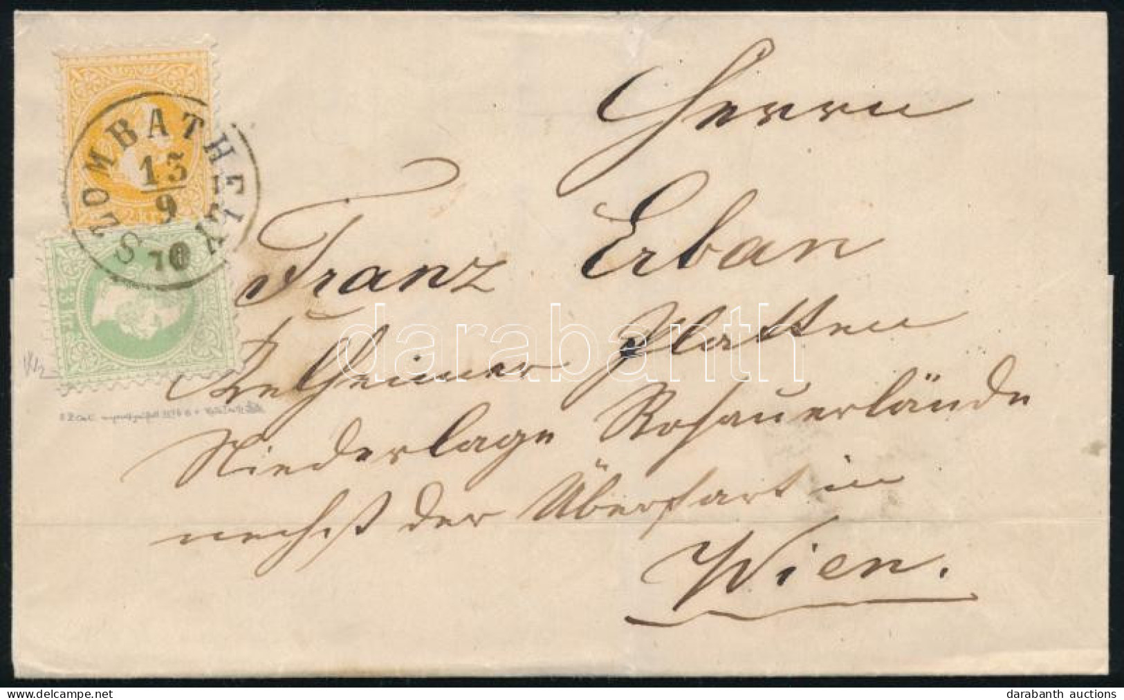 1870 2kr + 3kr (vízjeles) Levélen / 2kr + 3kr (with Watermark) On Cover "SZOMBATHELY" Signed And Identification: Seitz - Andere & Zonder Classificatie