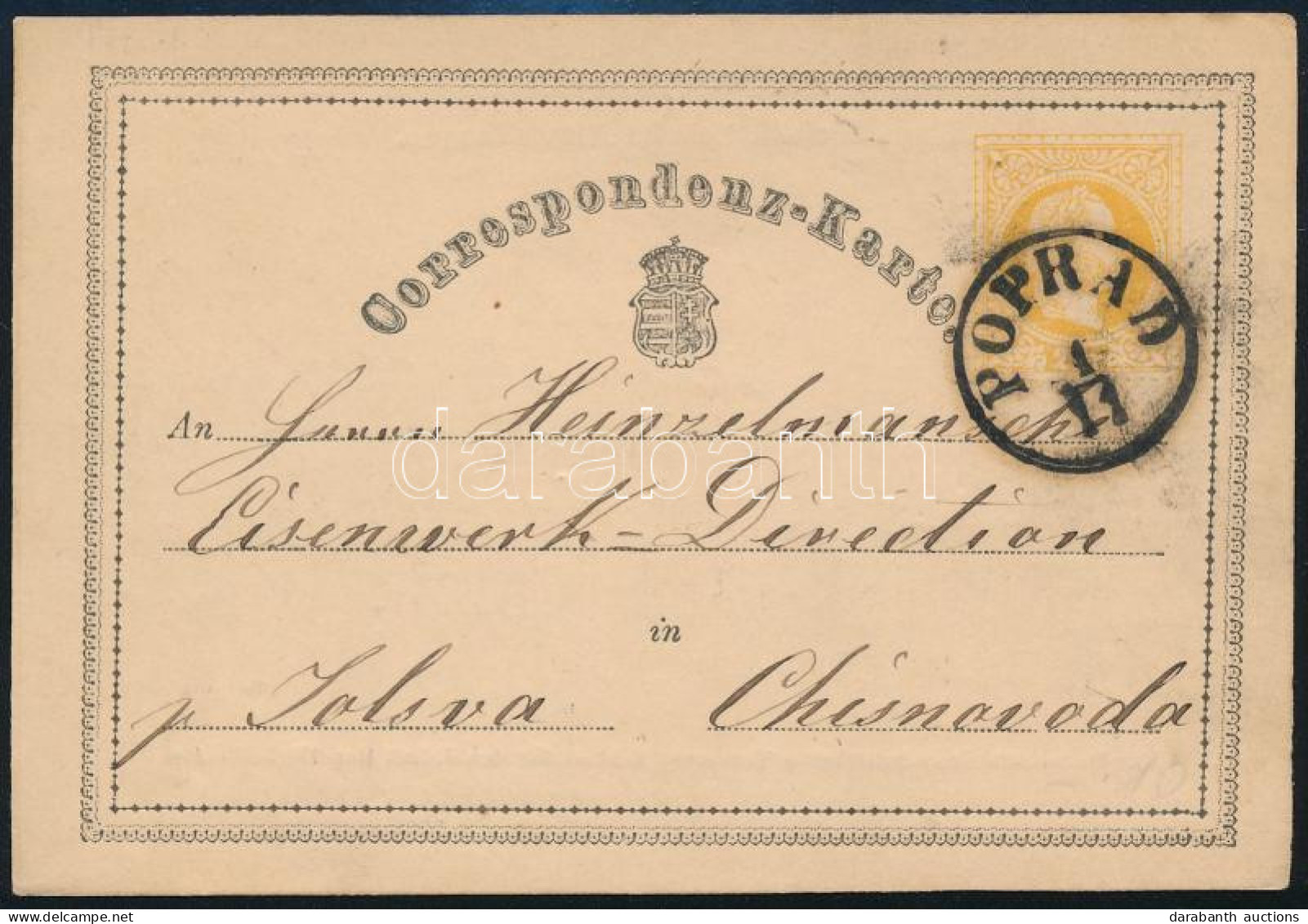 1870 2kr Díjjegyes Levelezőlap / PS-card "POPRÁD" - Andere & Zonder Classificatie