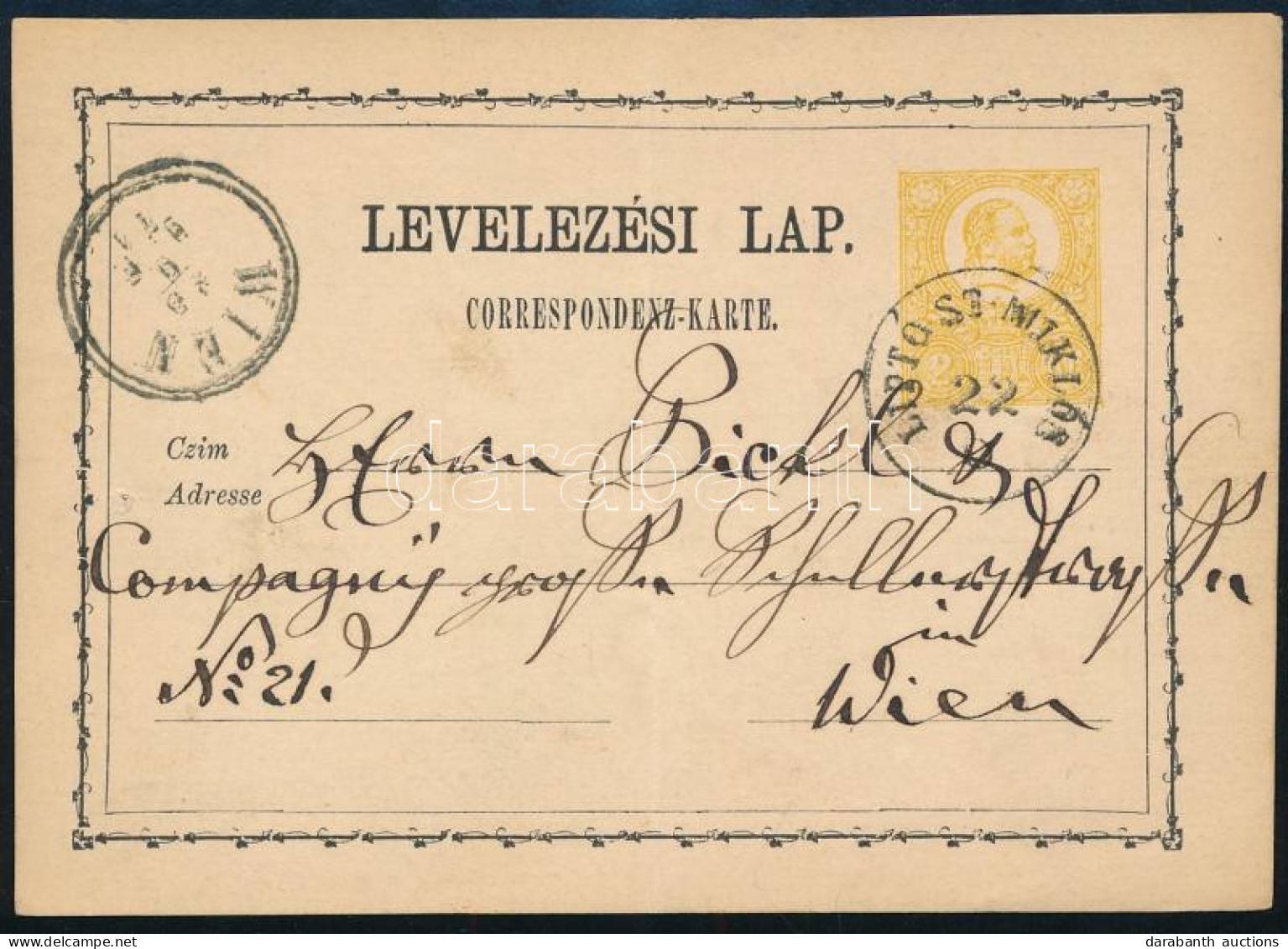 1871 2kr Díjjegyes Levelezőlap / PS-card "LIPTÓ ST. MIKLÓS" - "WIEN" - Andere & Zonder Classificatie