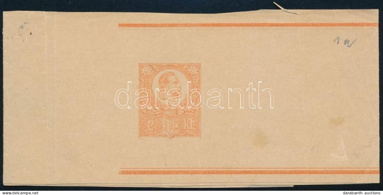 1872 2kr Díjjegyes Címszalag Eredeti Gumival / 2kr PS-wrapper With Original Gum - Otros & Sin Clasificación