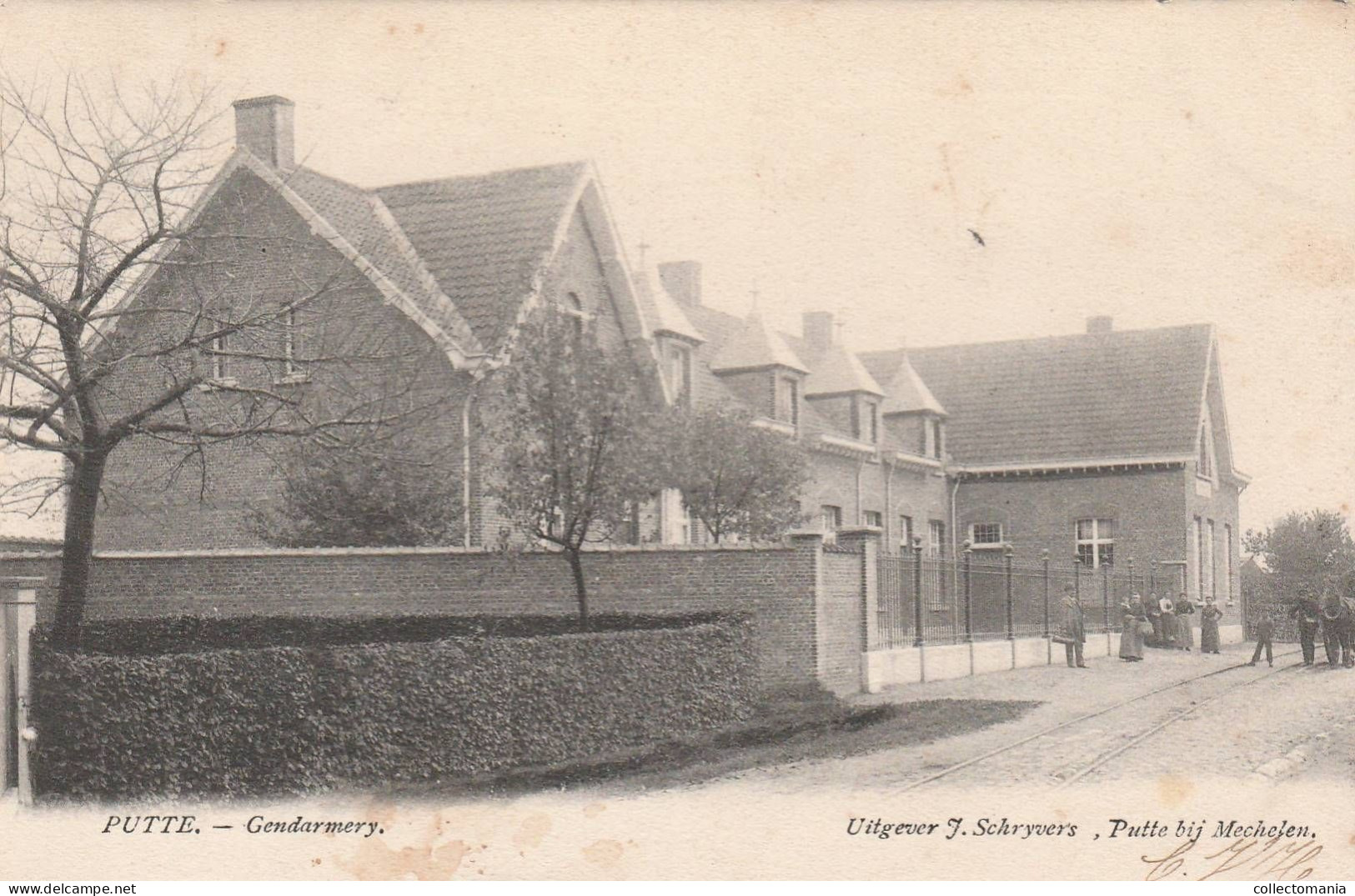 2 Oude Postkaarten   Putte  Bij Mechelen Gendarmery Gendarmerie  Meisjesschool 1905  Uitgever Schrijvers - Putte