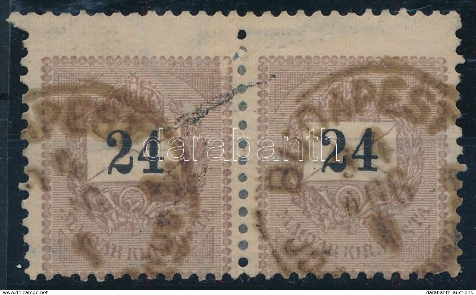 O 1889 24kr Pár A Fogazógép Megugrása Miatt 3 Foglyuksorral Nagyobb / Shifted Perforation - Altri & Non Classificati