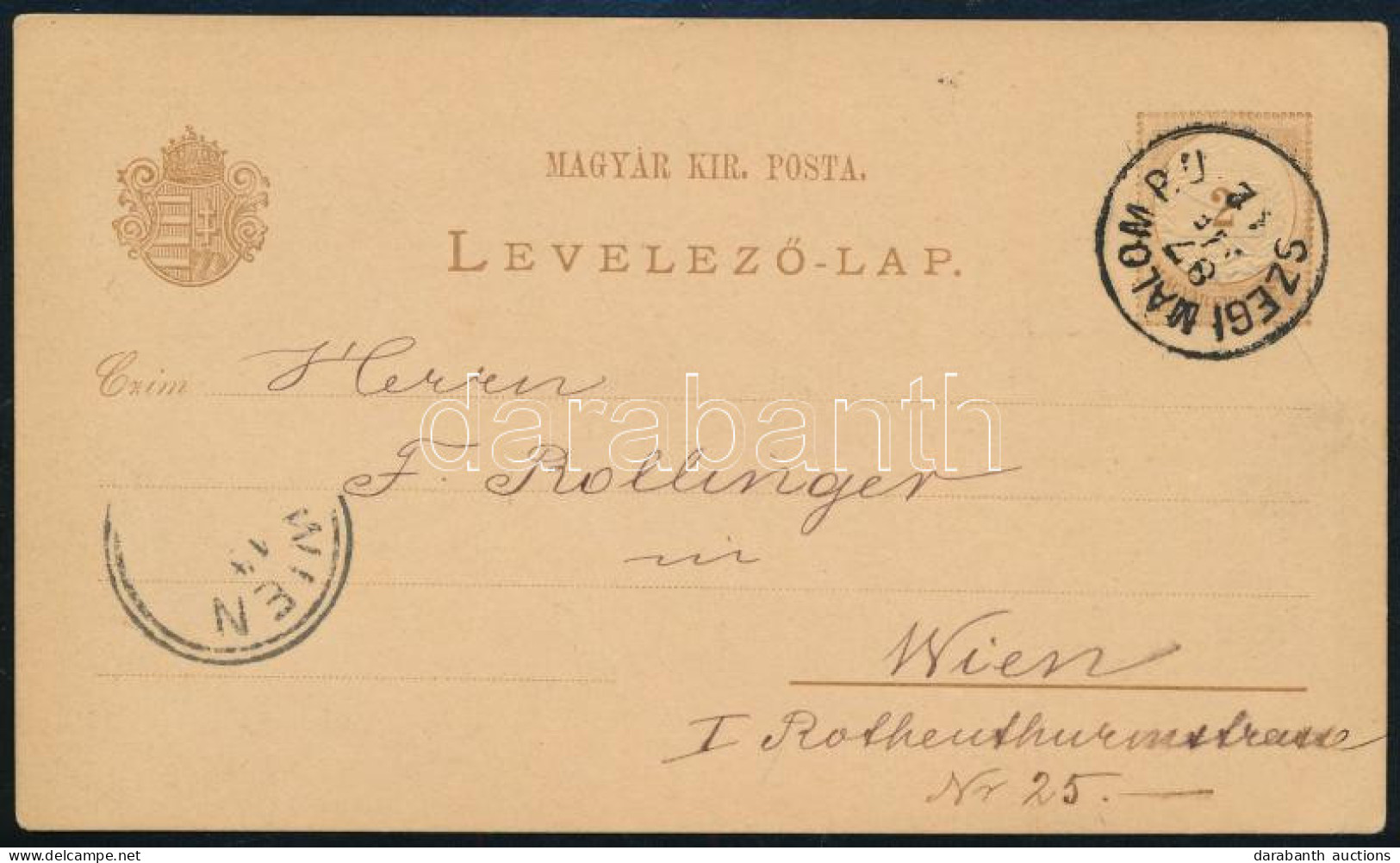 1887 2kr Díjjegyes Levelezőlap "SZEGI MALOM P. U." Bélyegzéssel - Other & Unclassified