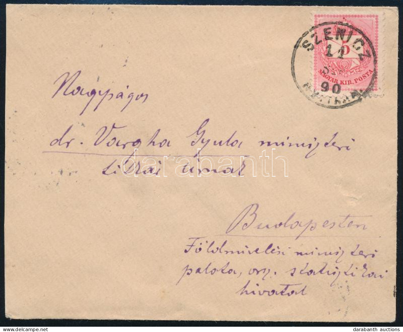 1890 5kr Levélen / On Cover "SZENICZ / NYITRA M." - Otros & Sin Clasificación