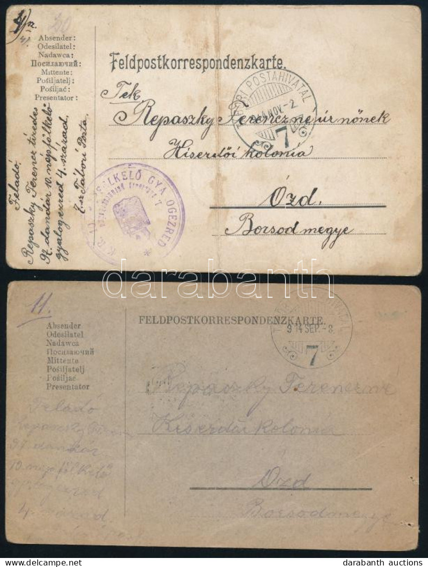 1914 2 Db Tábori Posta Levelezőlap A Przemysl Ostrom Során Megsemmisült Tábori Posta Bélyegzővel "TÁBORI POSTAHIVATAL /  - Other & Unclassified