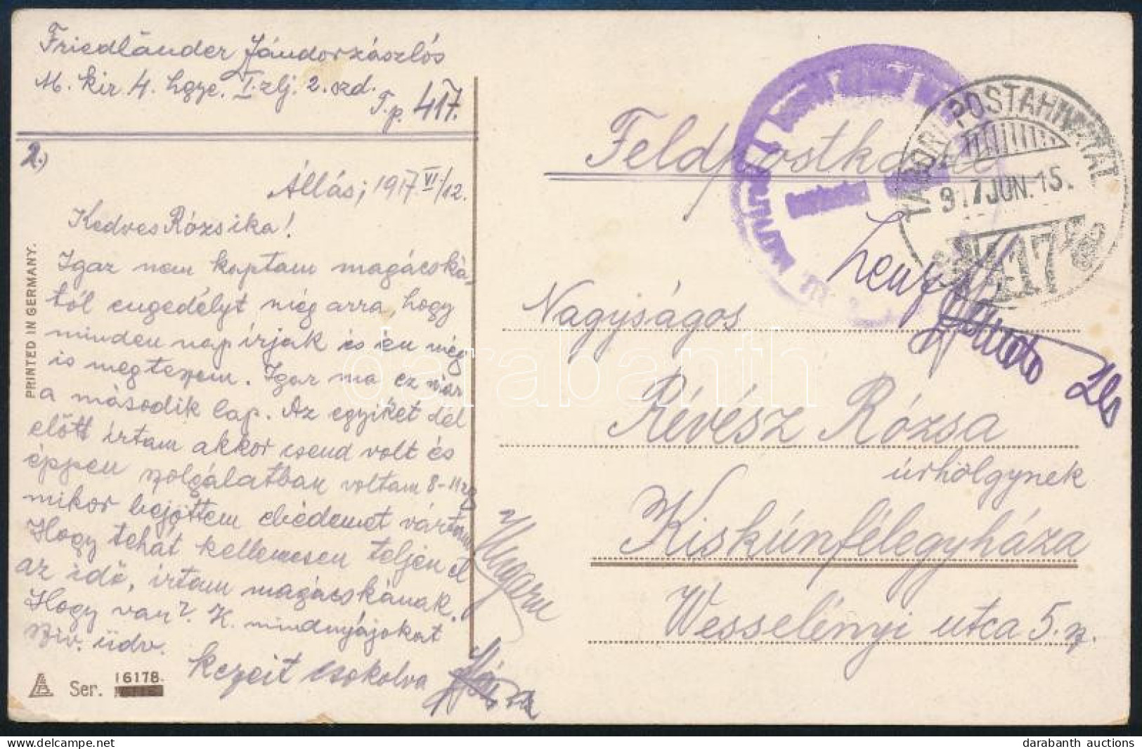 1915 Tábori Posta Képeslap / Field Postcard "TP 417" - Altri & Non Classificati